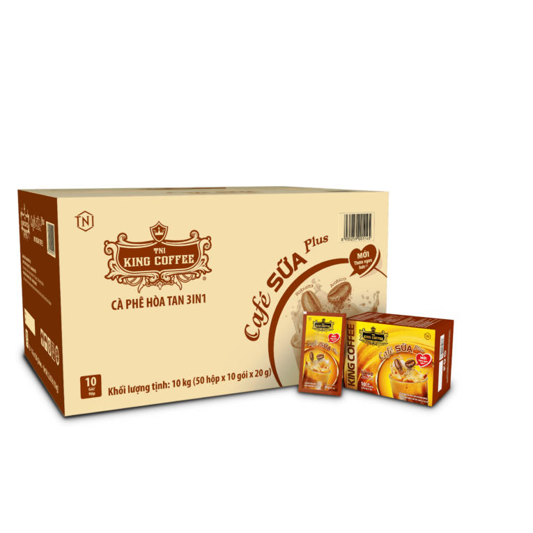 KING COFFEE Café SỮA Plus - Hộp 200g (1 dây x 10 sachets x 20g) - box + sanchets + carton