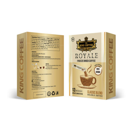 KING COFFEE ROYALE Classic Blend freeze dried soluble coffee - Box 24 g (12 sticks x 2g)
