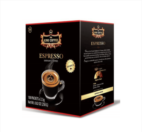 King coffee Espresso instant - Box 100 sticks x2.5gr, 12 Boxes/CTN (E/E)