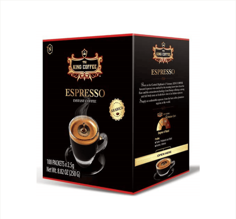 King coffee Espresso instant - Box 100 sticks x2.5gr, 12 Boxes/CTN (E/E)