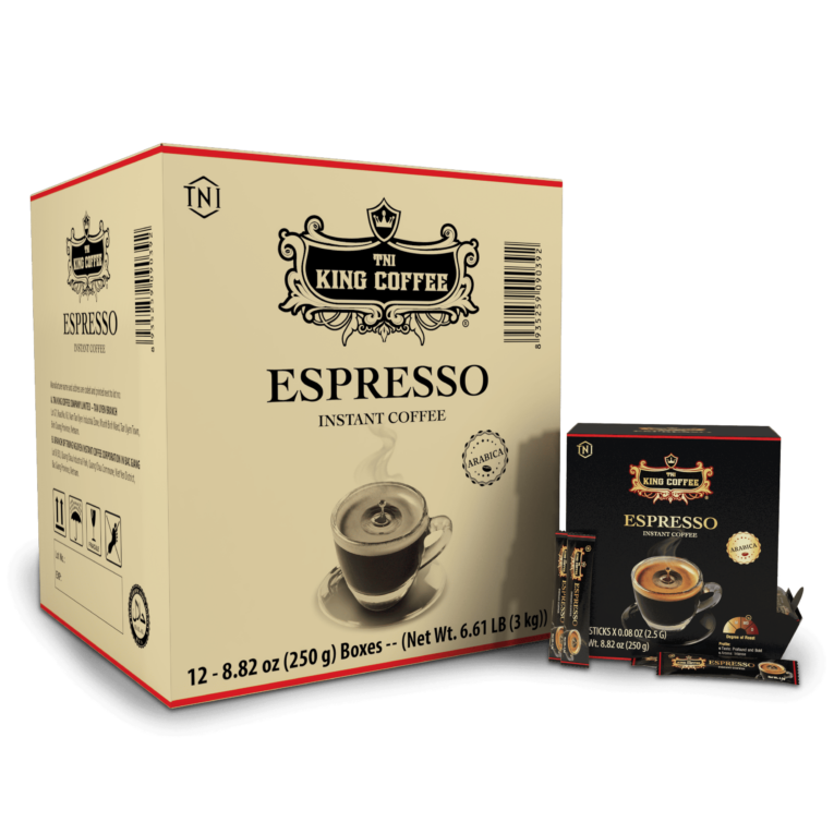 King coffee Espresso instant - Box 100 sticks x2.5gr, 12 BoxesCTN - box + sticks + carton