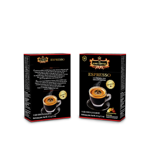 King coffee Espresso instant - Hộp 15 sticks x 2.5gr - front back